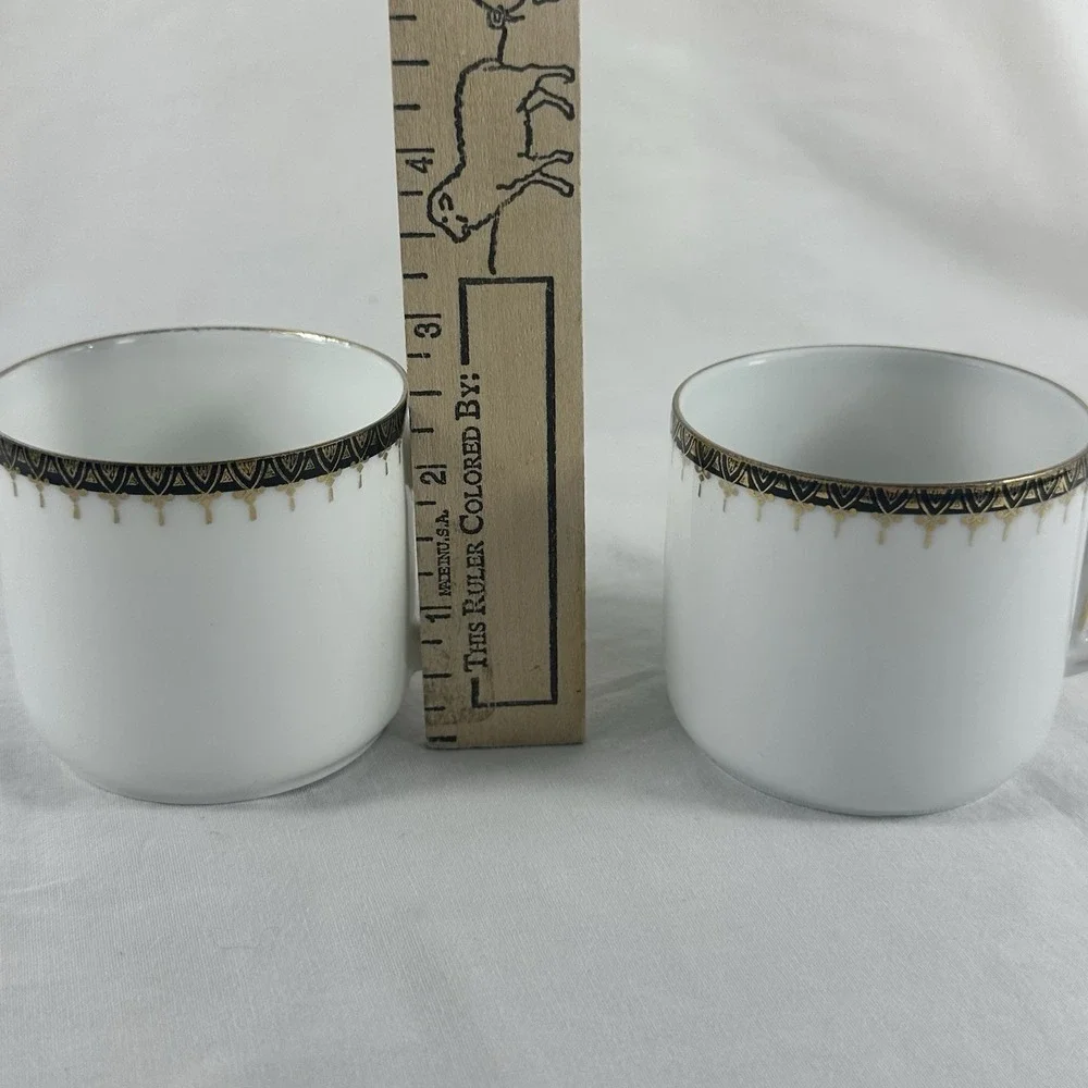 Antique Art Deco Porcelain Demitasse Set Mismatched‎ Cups Saucer Gilt Platter